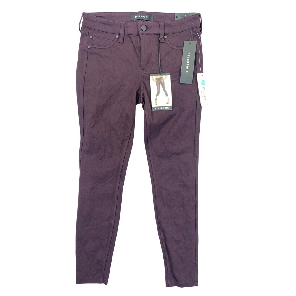 Liverpool Jacqueline Skinny Pants Womens Size 2P Purple Stretch Slim Fit NWT